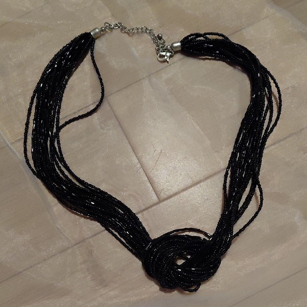 Elegant Black Beaded Necklace